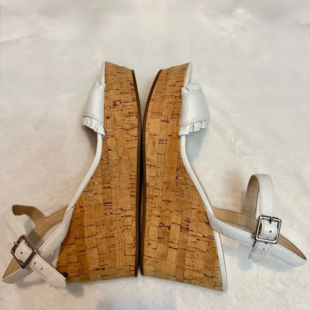 NWOT Kate Spade Tomas White Leather Wedge Platform Sandals